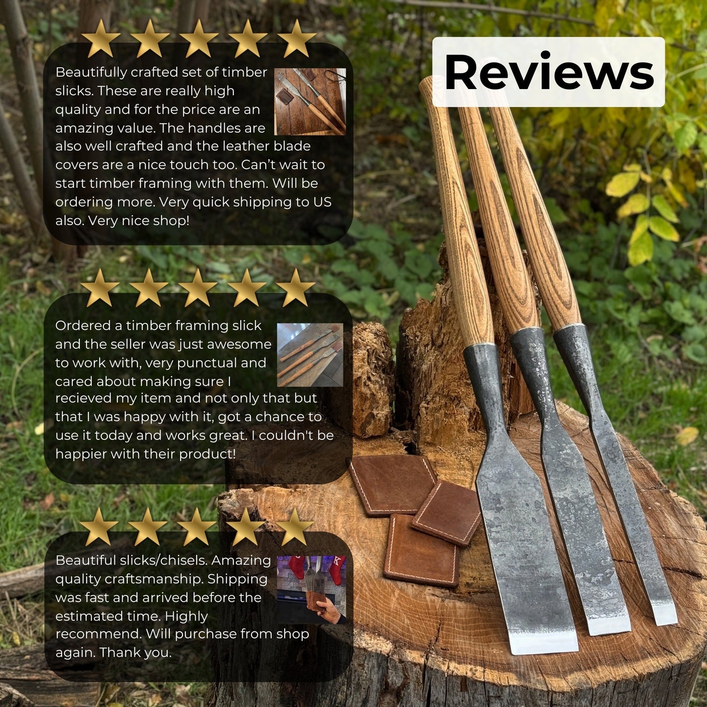 3-Piece Carpenters Slick Chisel Set - Norfolk Wood Shop