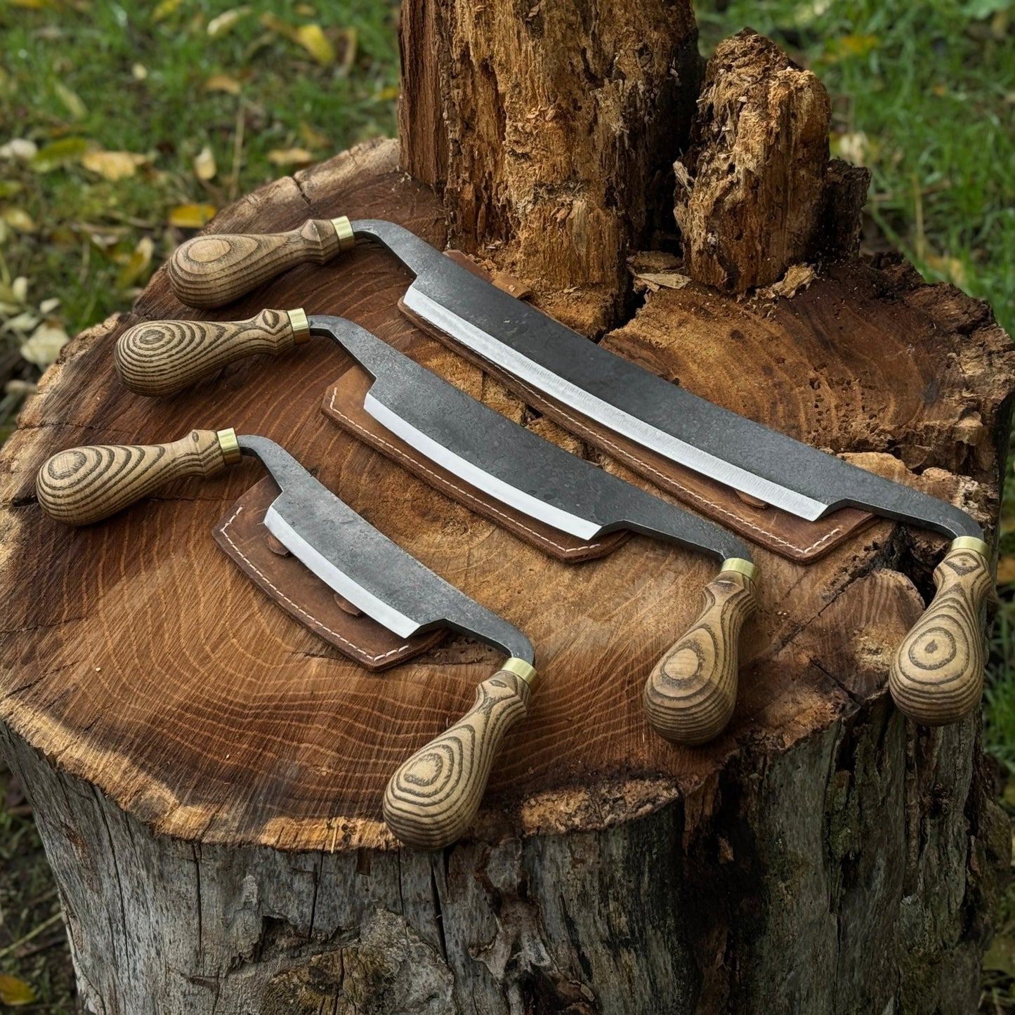 3-Piece Curved Drawknife (Palm Handles) Set