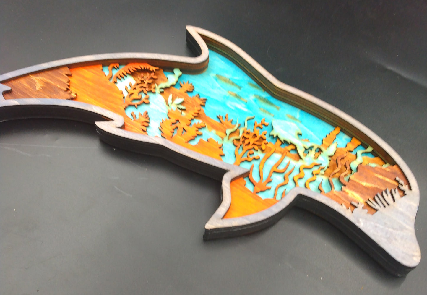 6 Layer Wood Cut Out Dolphin Wall Art