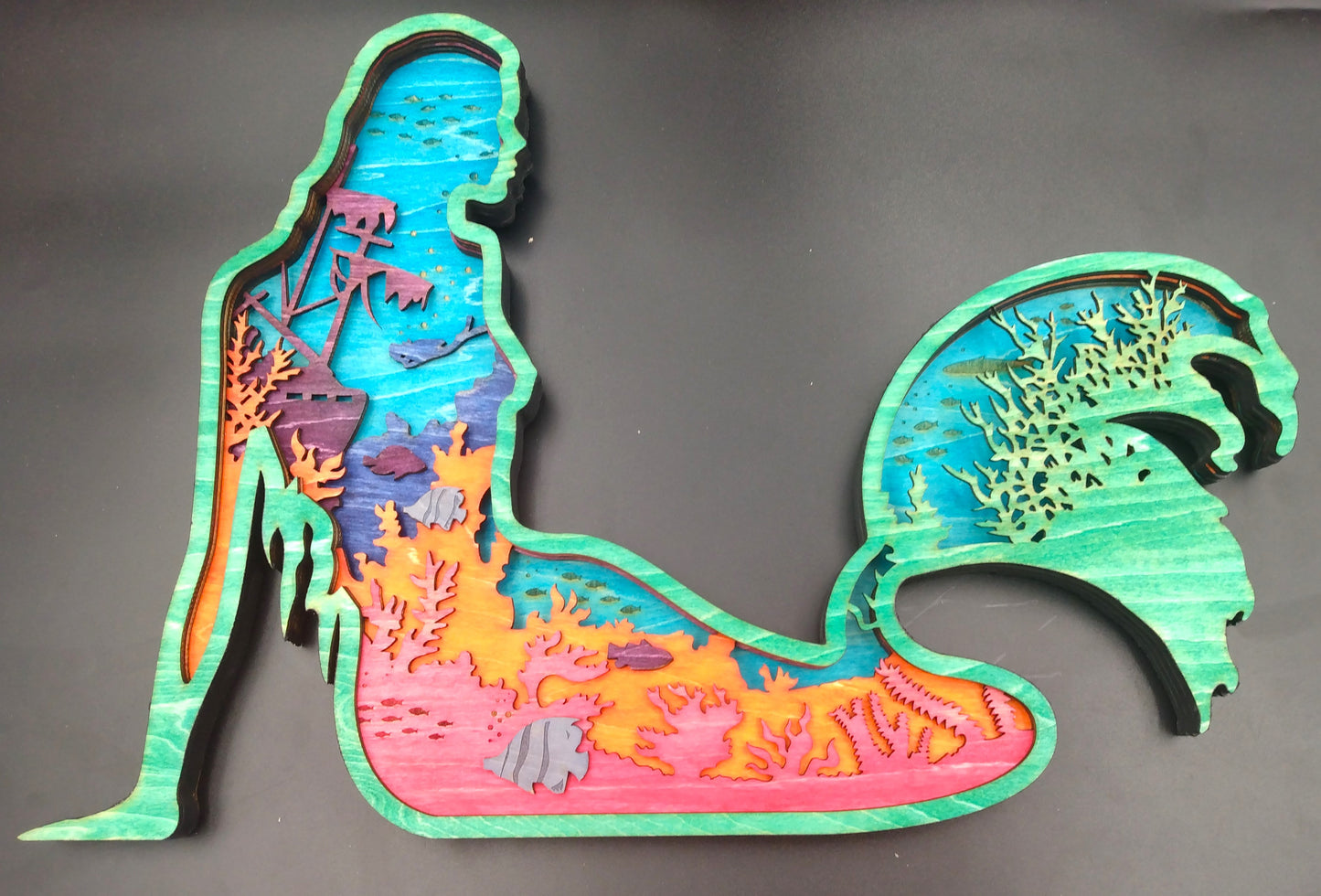 6 Layer Wood Cut Out Mermaid Art