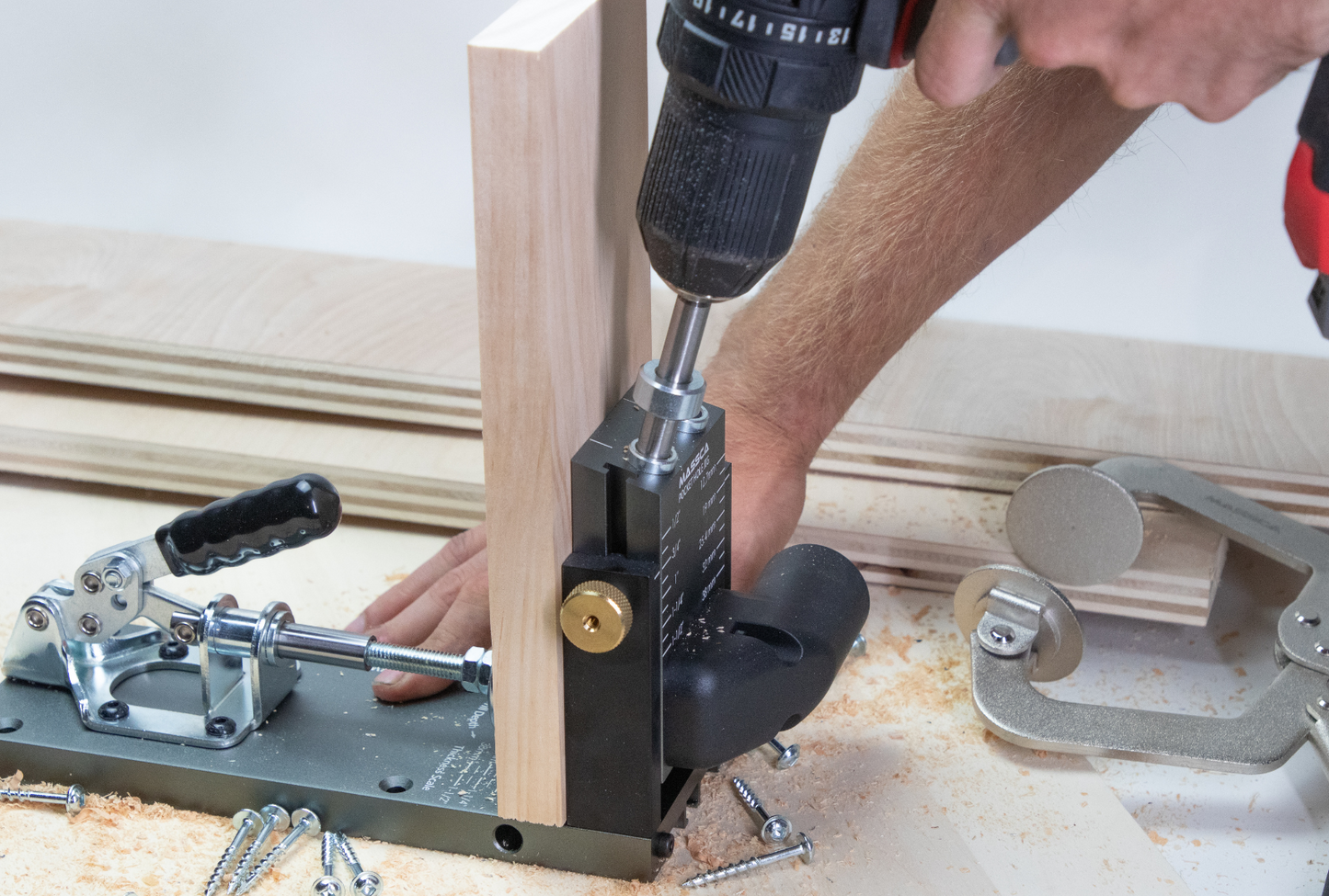 Massca M2 PRO Aluminum Pocket Hole Jig System (Upgraded Triple Pilot Hole )
