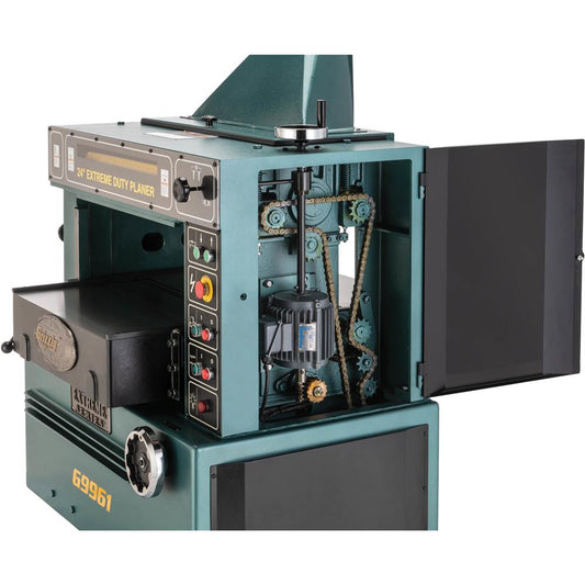 Grizzly G9961 - 24" 10 HP 3-Phase Industrial Planer w/ Spiral Cutterhead