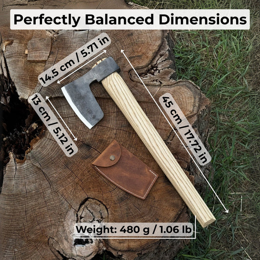 Hand-Forged Carpenter's Axe with Leather Sheath, 0.84 kg (1.85 lb)