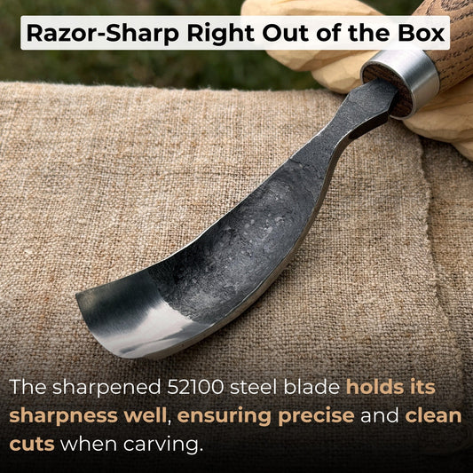 Long Bent (Curved) Gouge, 10 - 45 mm (0.4 - 1.8 inches)