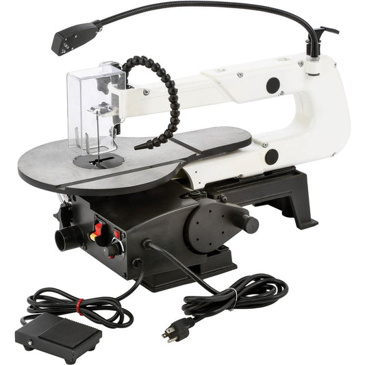 16" VS Scroll Saw w/ Foot Switch, LED, Miter Gauge, & Rotary Shaft