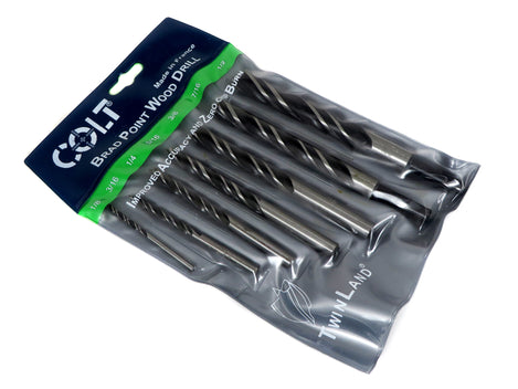 Twin Land Brad Point Drill Bit Set 1/8" to 1/2" - 7 Pieces in Pouch