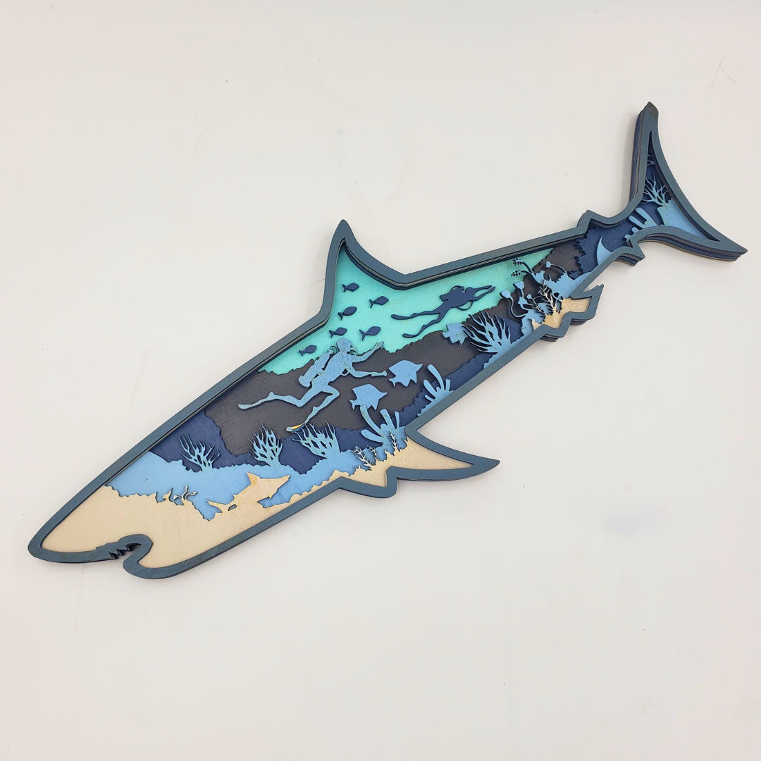 8 Layer Wood Cut Out Shark Art