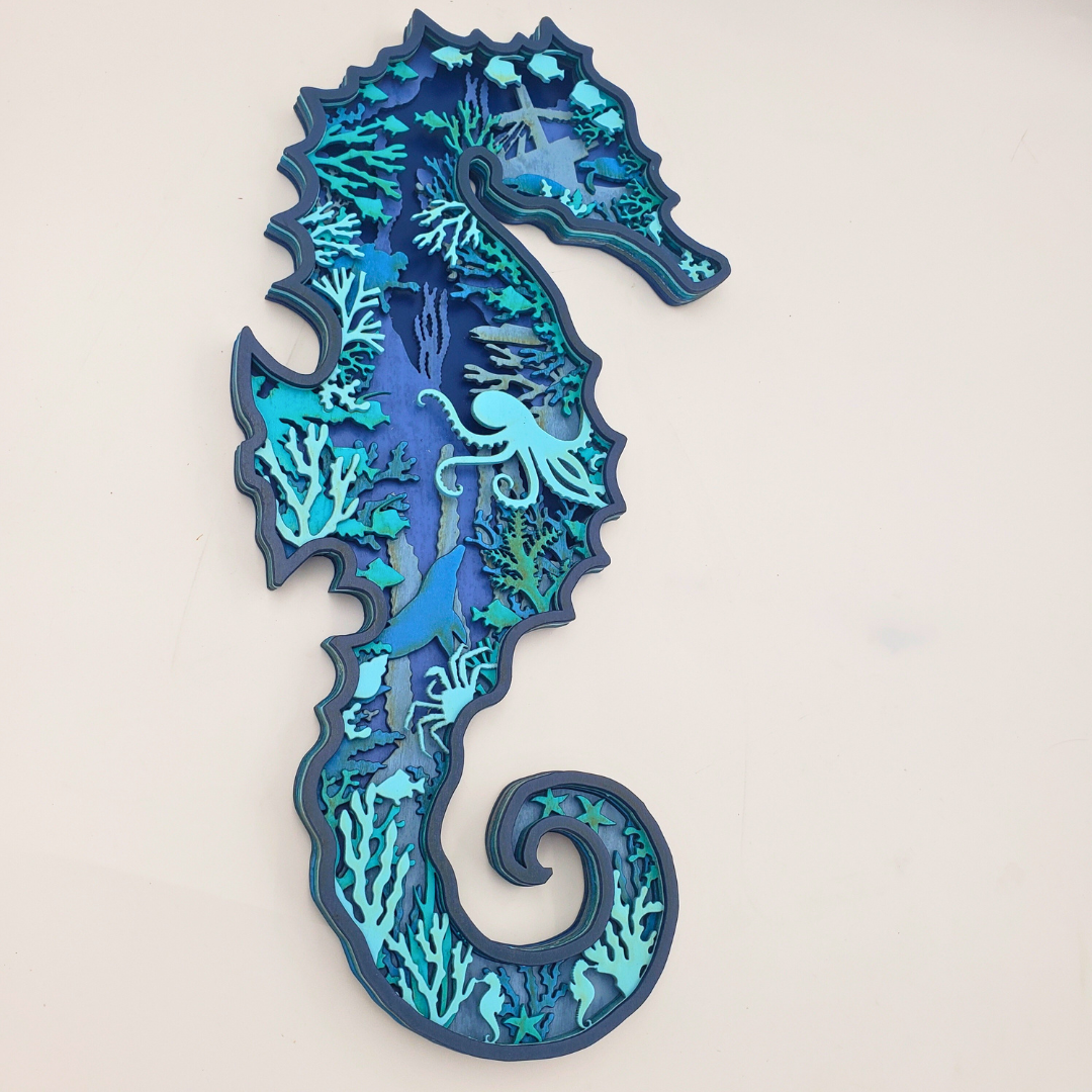 7 Layer Seahorse Wood Art