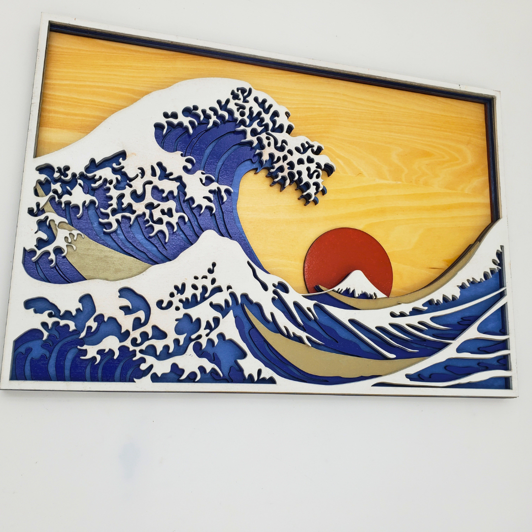 "The Great Wave" Layered Wood Art
