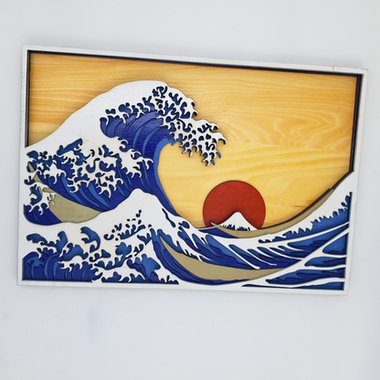 "The Great Wave" Layered Wood Art