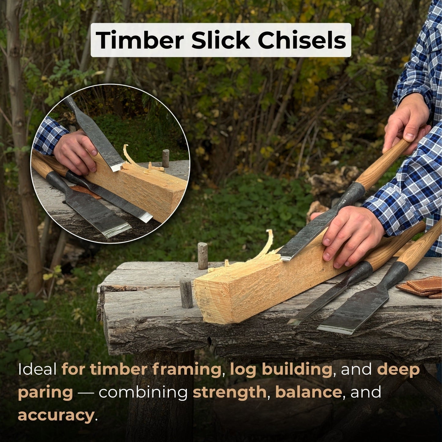 3-Piece Carpenters Slick Chisel Set - Norfolk Wood Shop