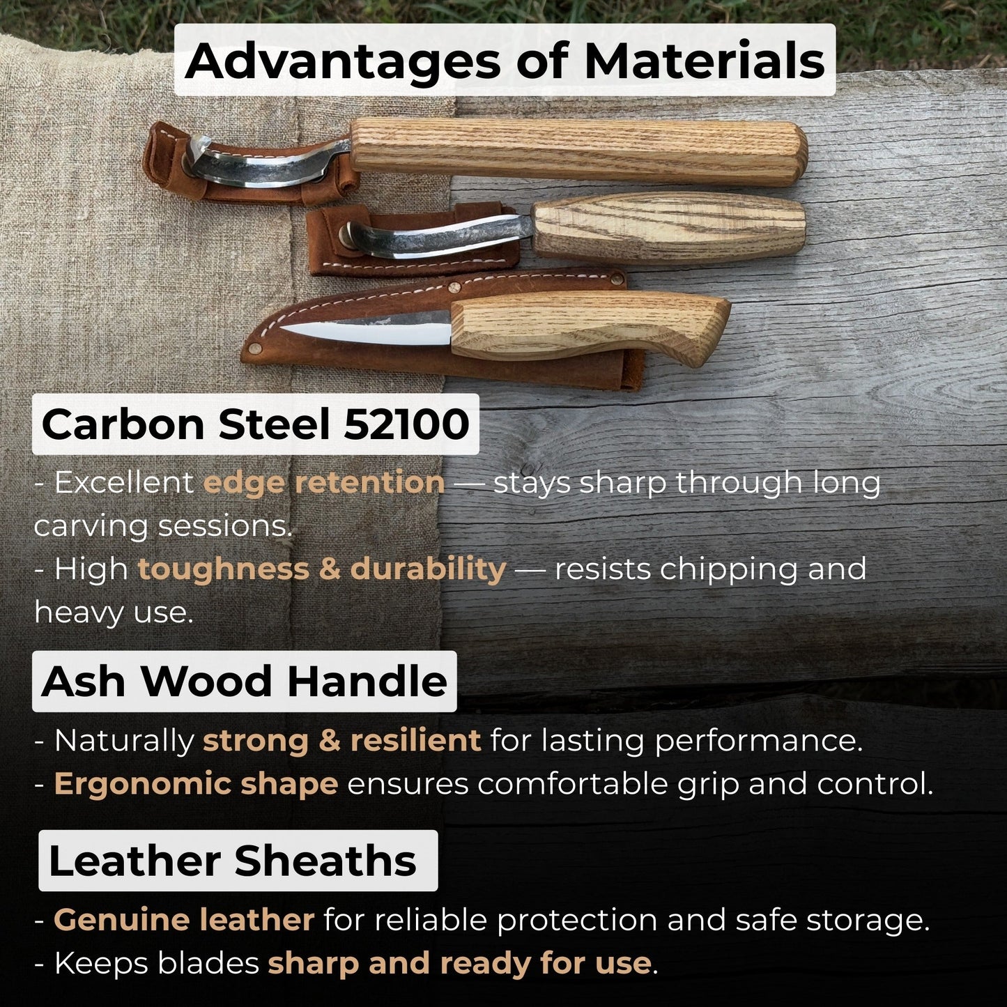 3-Piece Carving Knife Set for Spoon Carving - Norfolk Wood Shop