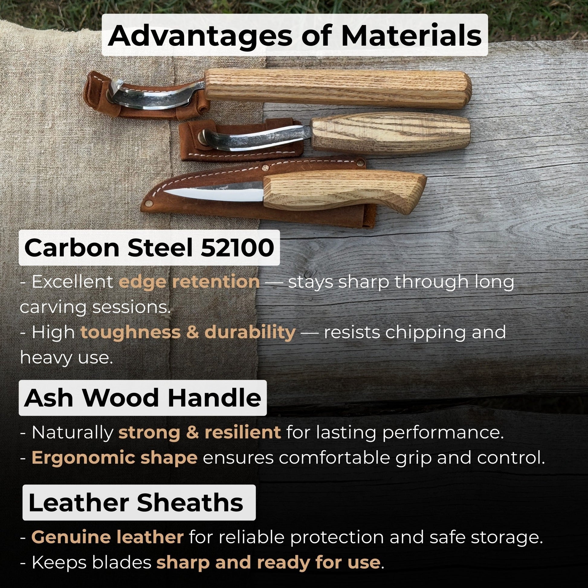 3-Piece Carving Knife Set for Spoon Carving - Norfolk Wood Shop