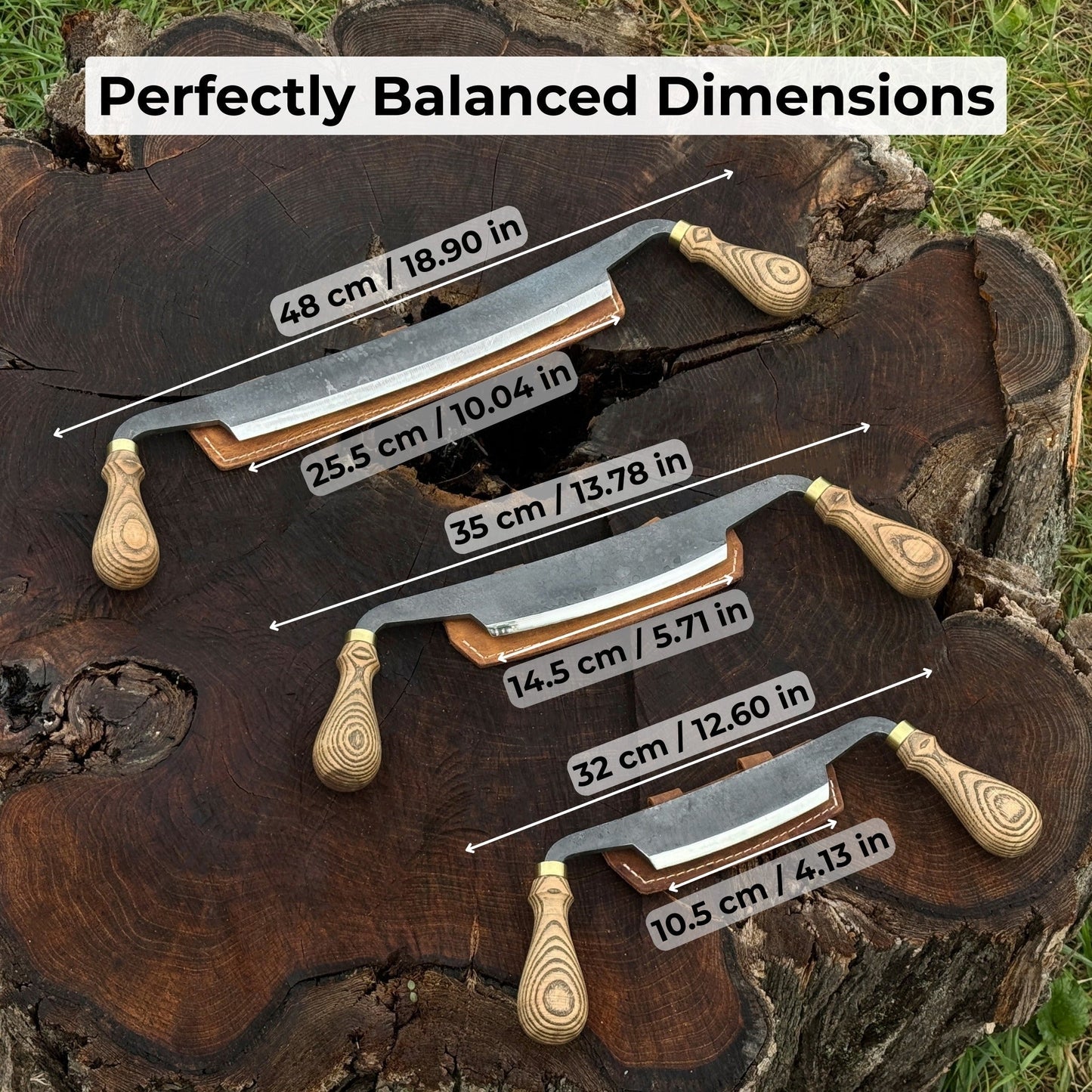 3-Piece Curved Drawknife (Palm Handles) Set