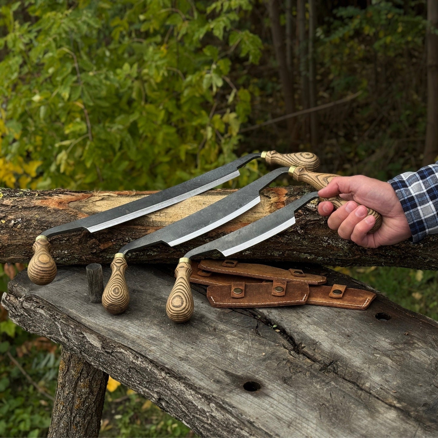 3-Piece Curved Drawknife (Palm Handles) Set