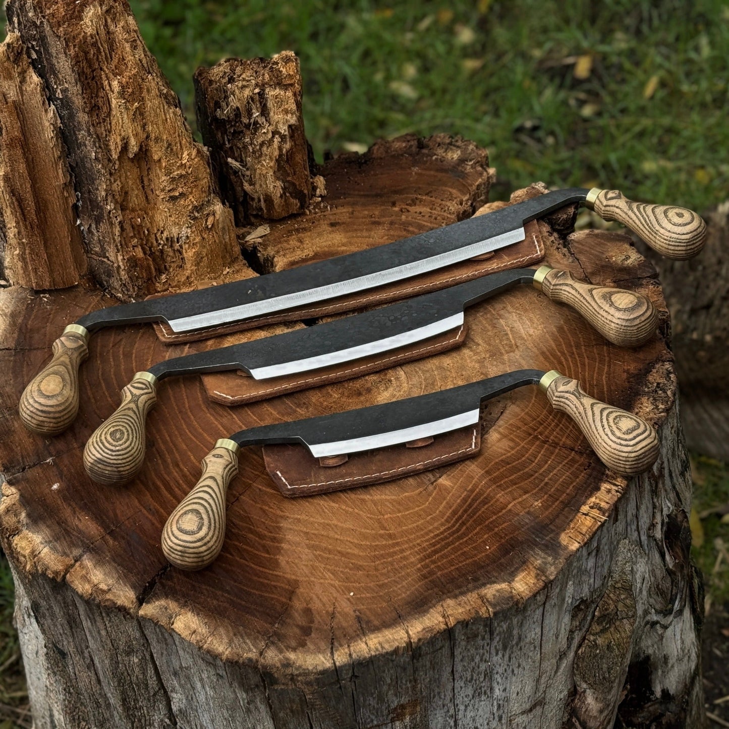 3-Piece Curved Drawknife (Palm Handles) Set