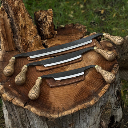 3-Piece Curved Drawknife (Palm Handles) Set