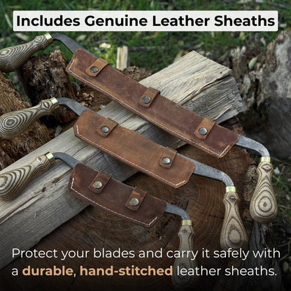 3-Piece Curved Drawknife (Palm Handles) Set