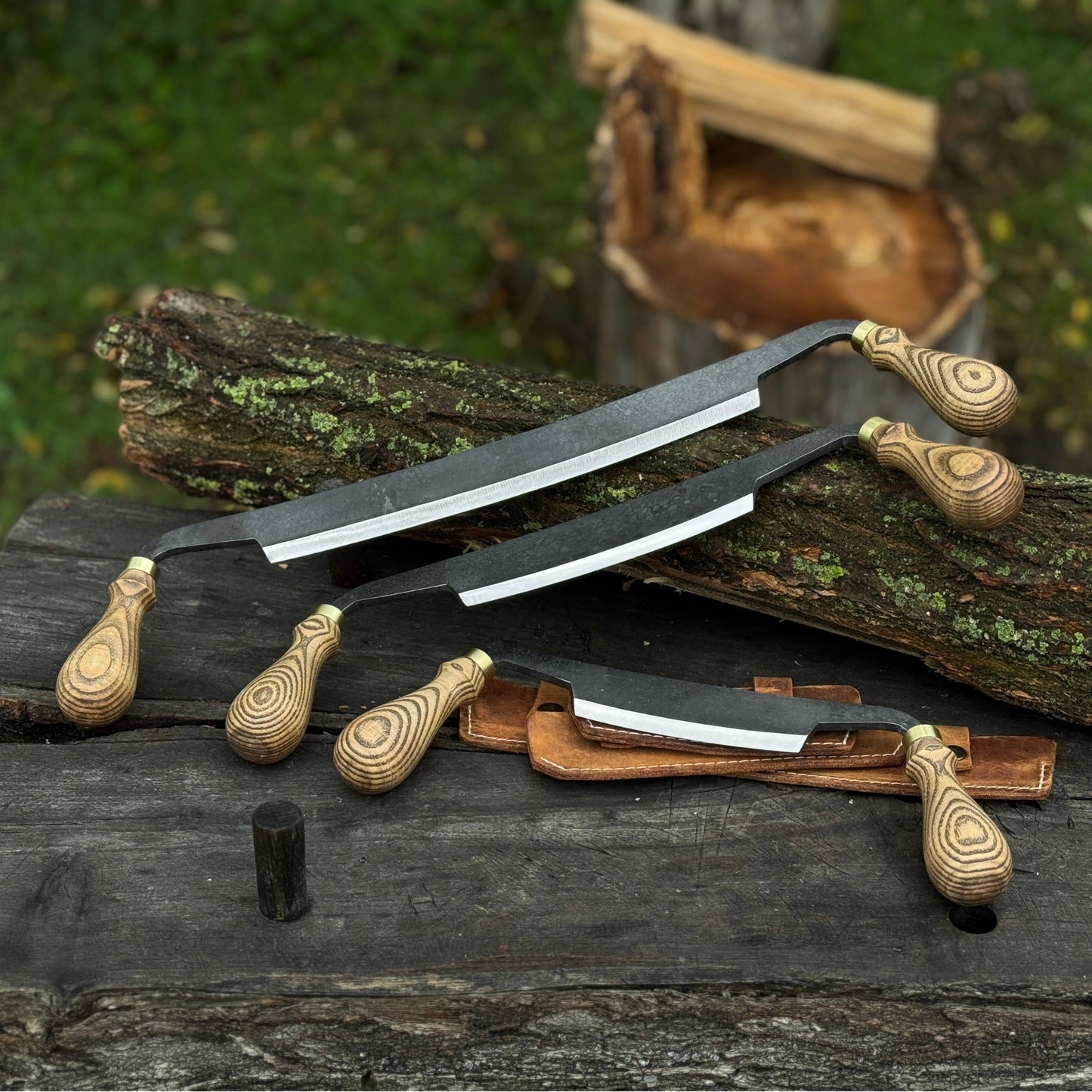 3-Piece Curved Drawknife (Palm Handles) Set