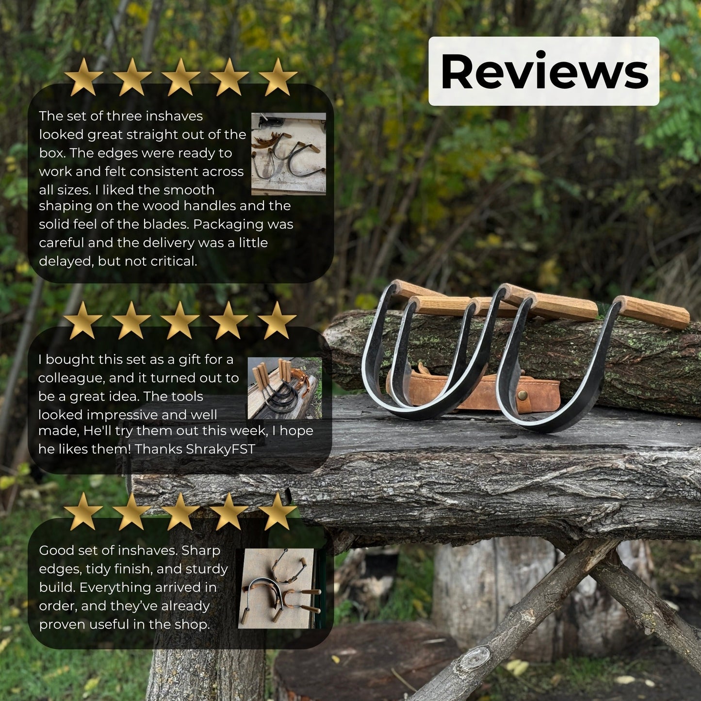 3-Piece Inshave (Half-Rounded Drawknife) Set