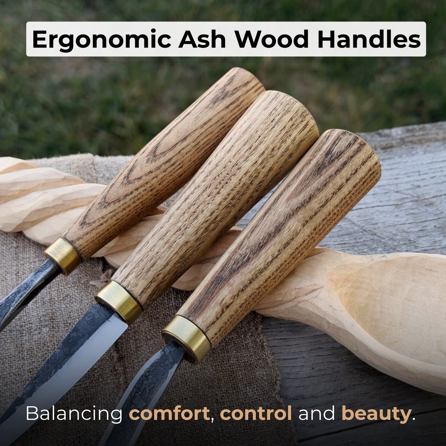 3-Piece Spoon Carving Tool Set with Sharpening Board