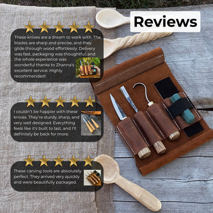 3-Piece Spoon Carving Tool Set with Sharpening Board