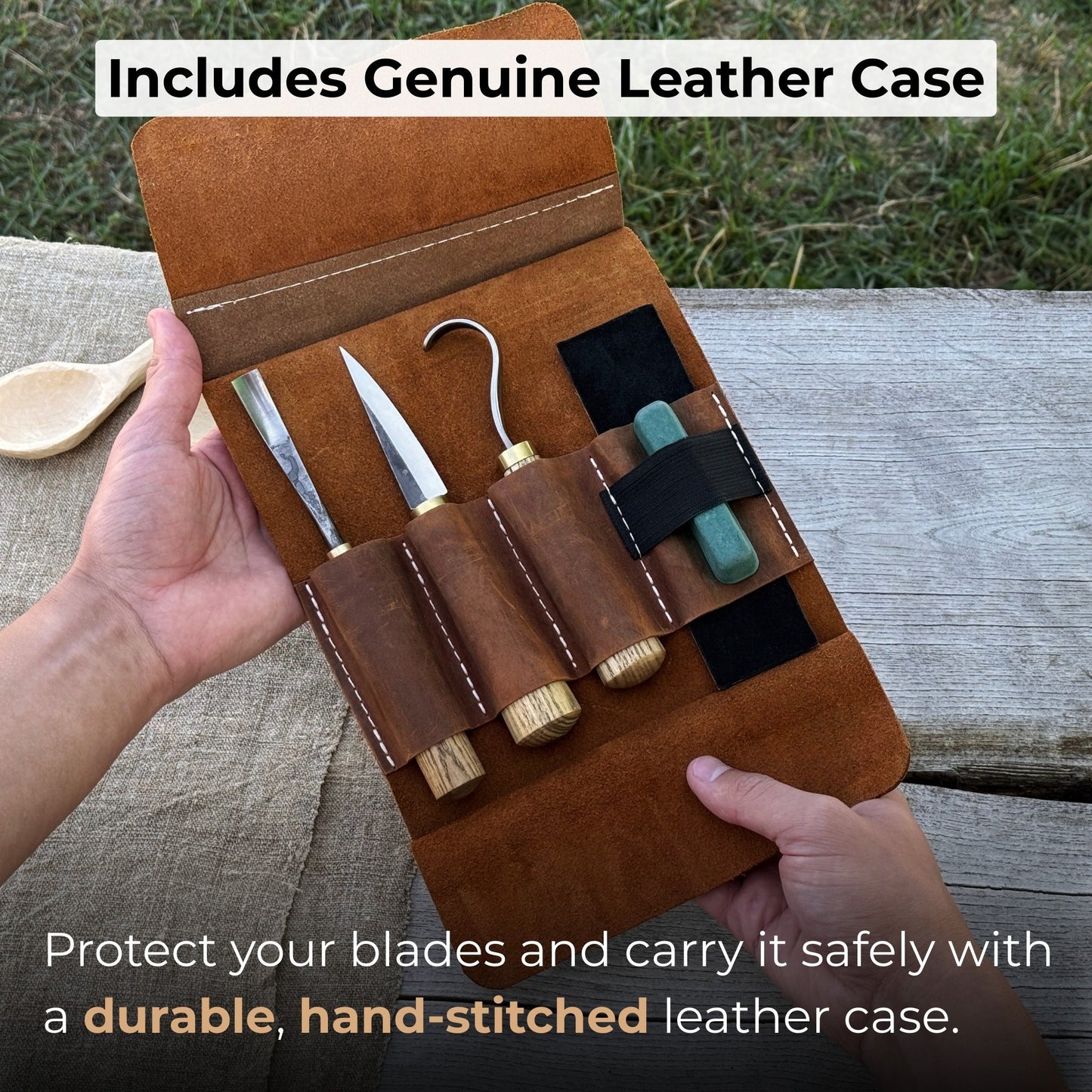 3-Piece Spoon Carving Tool Set with Sharpening Board