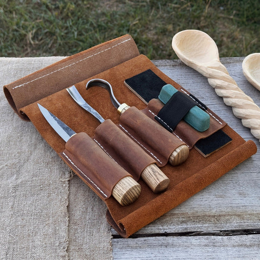 3-Piece Spoon Carving Tool Set with Sharpening Board
