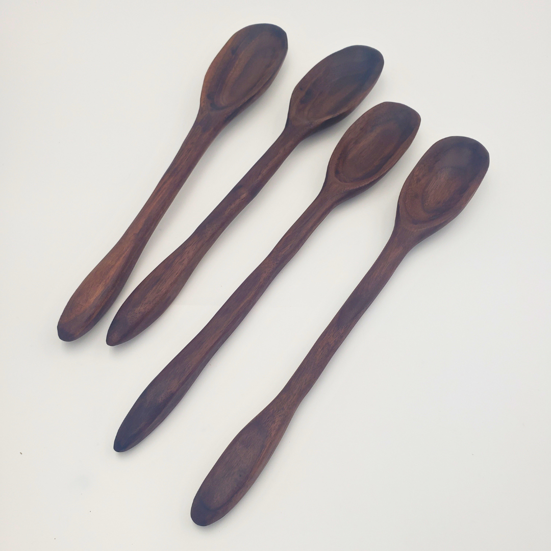 Large Walnut Serving Spoons