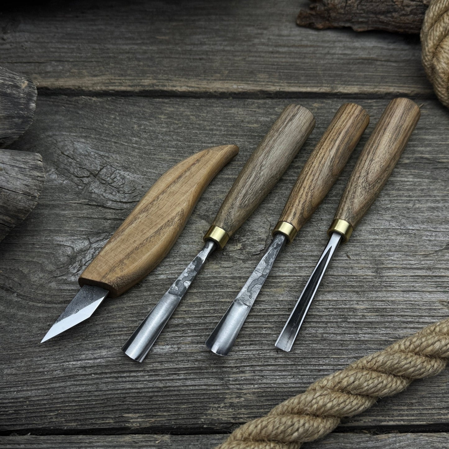 4-Piece Carving Knife, Chisel & Gouge Set