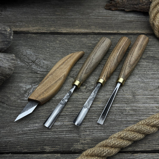 4-Piece Carving Knife, Chisel & Gouge Set