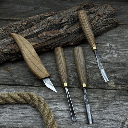 4-Piece Carving Knife, Chisel & Gouge Set