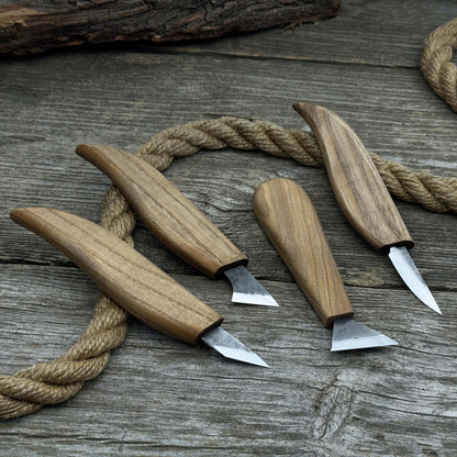 4-Piece Hand-Forged Wood Carving Knife Set
