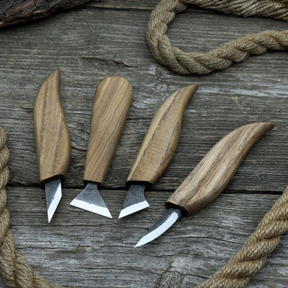 4-Piece Hand-Forged Wood Carving Knife Set