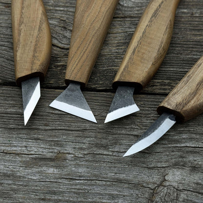 4-Piece Hand-Forged Wood Carving Knife Set