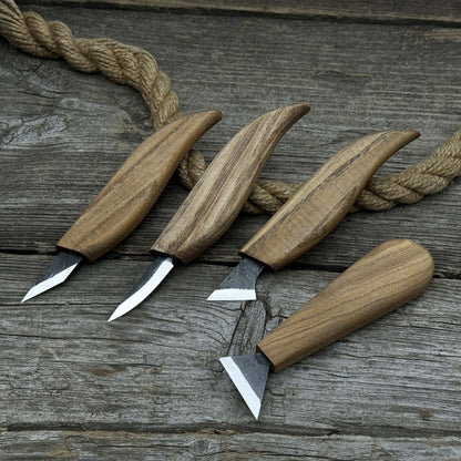 4-Piece Hand-Forged Wood Carving Knife Set