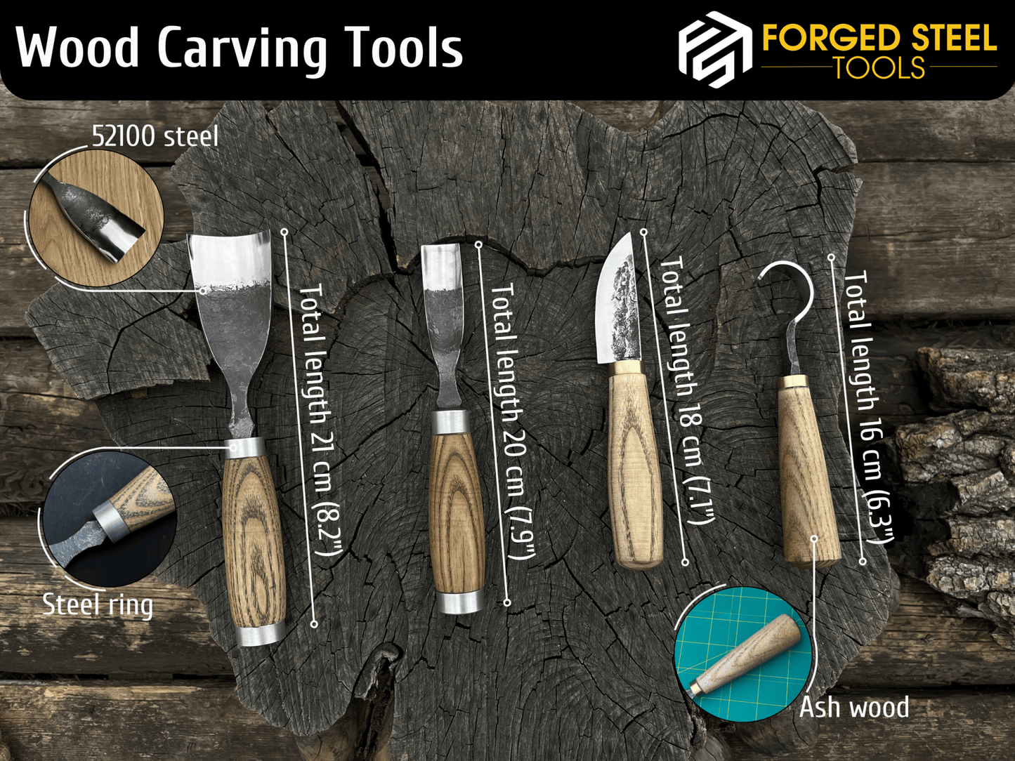 4-Piece Wood Carving Tool Set