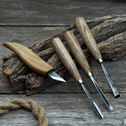 4-Piece Hand-Forged Wood Carving Tool Set