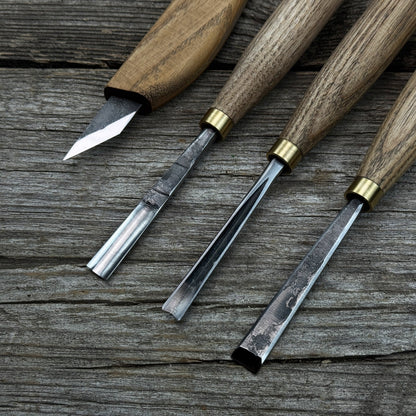 4-Piece Hand-Forged Wood Carving Tool Set