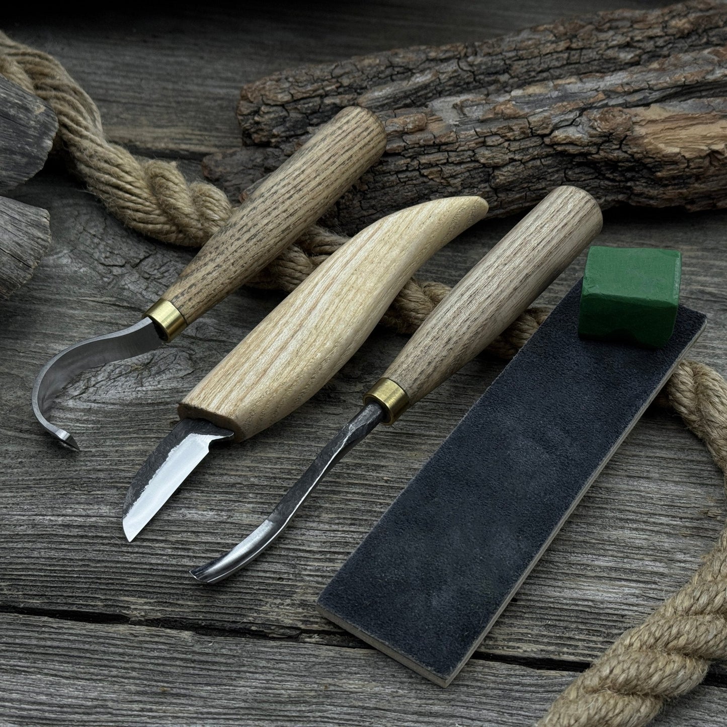 4-Piece Spoon Carving Tool Set with Sharpening Board