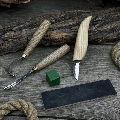 4-Piece Spoon Carving Tool Set with Sharpening Board