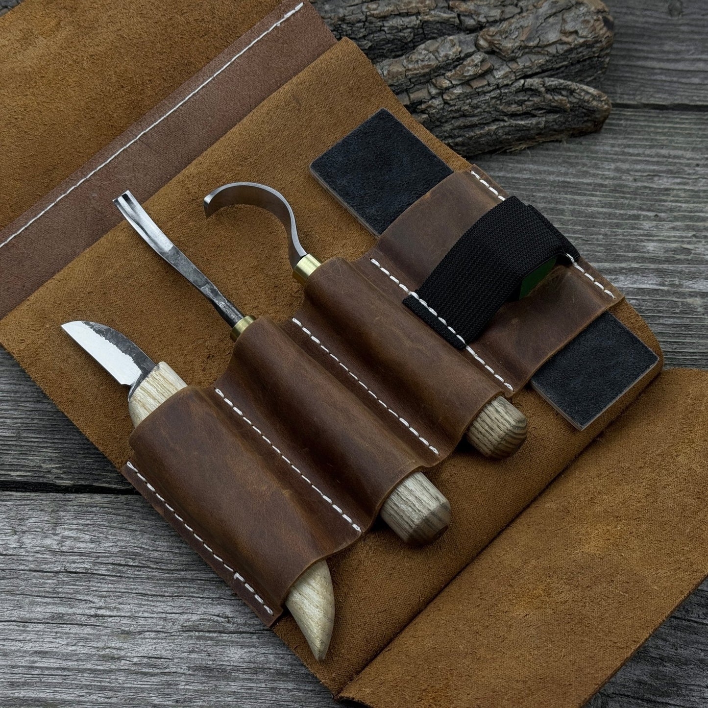 4-Piece Spoon Carving Tool Set with Sharpening Board