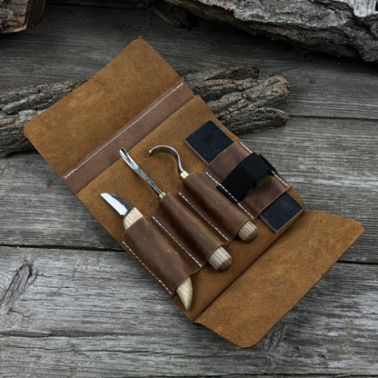 4-Piece Spoon Carving Tool Set with Sharpening Board