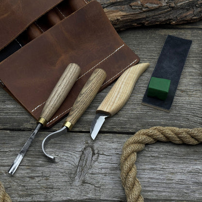 4-Piece Spoon Carving Tool Set with Sharpening Board