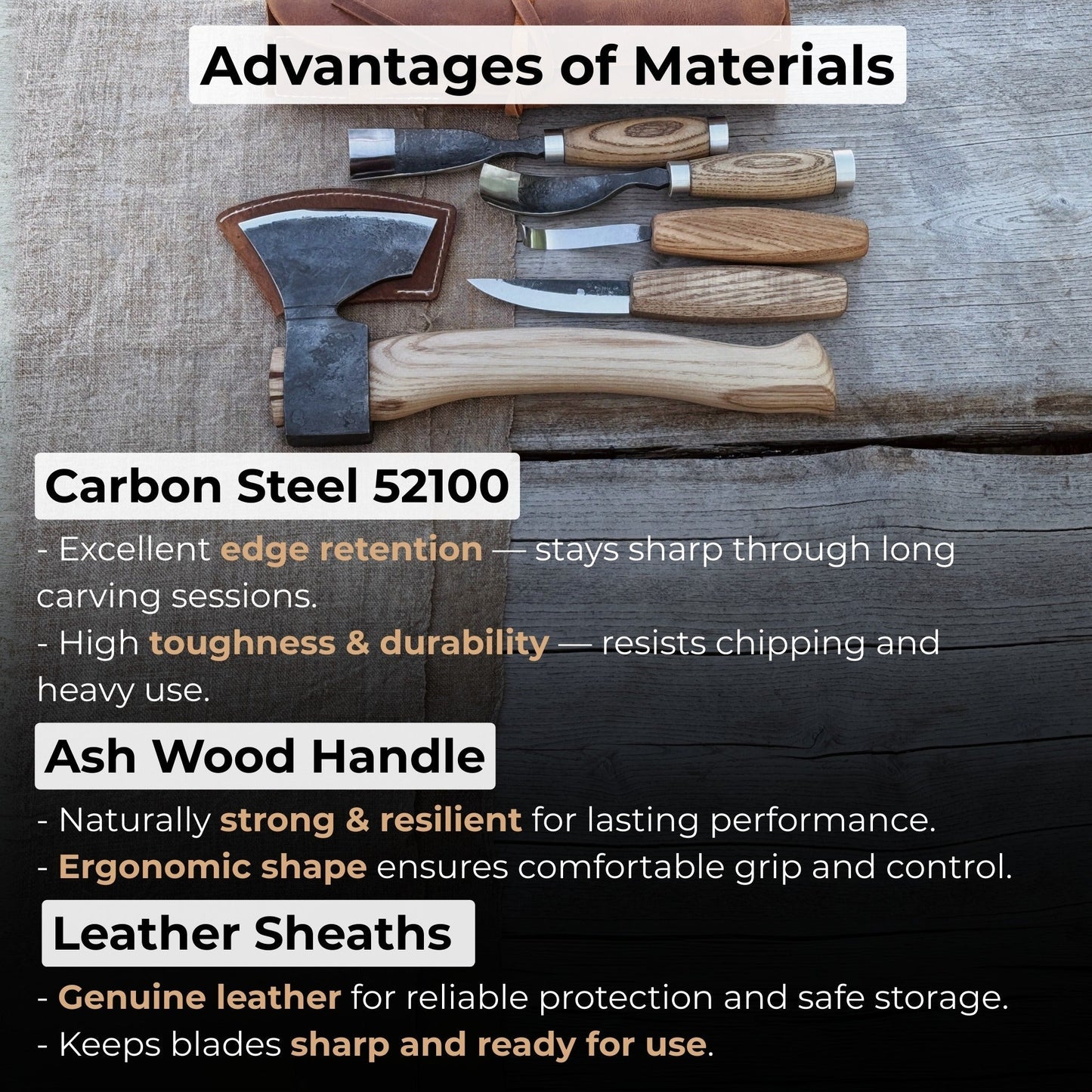 5-Piece Hand-Forged Carving Tool Set with Leather Tool Roll