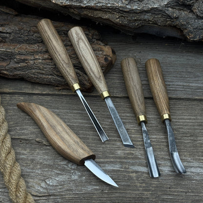 5-Piece Hand-Forged Wood Carving Tool Set