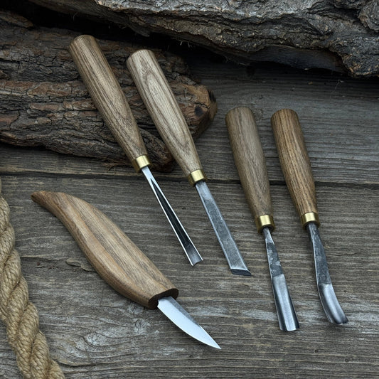 5-Piece Hand-Forged Wood Carving Tool Set
