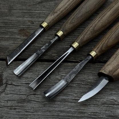 5-Piece Hand-Forged Wood Carving Tool Set