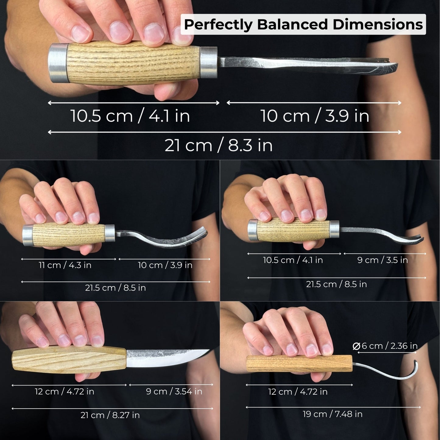 5-Piece Spoon & Bowl Carving Tool Set with Leather Sheaths