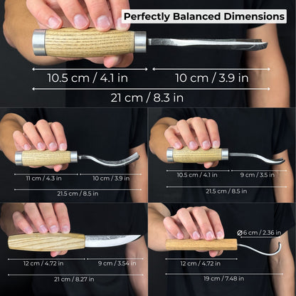5-Piece Spoon & Bowl Carving Tool Set with Leather Sheaths